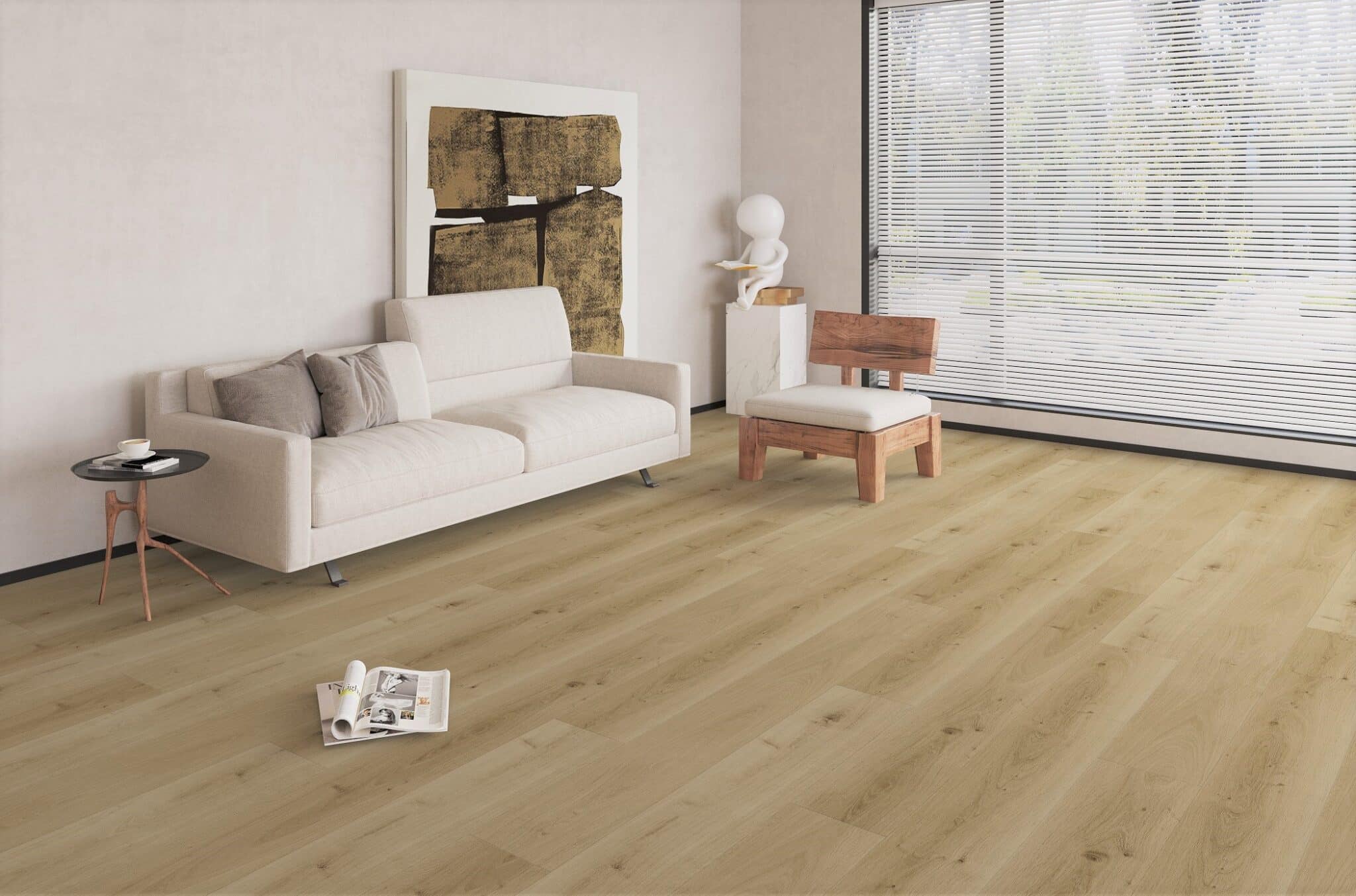 Elite large lys natur LVT gulv med korkbagside