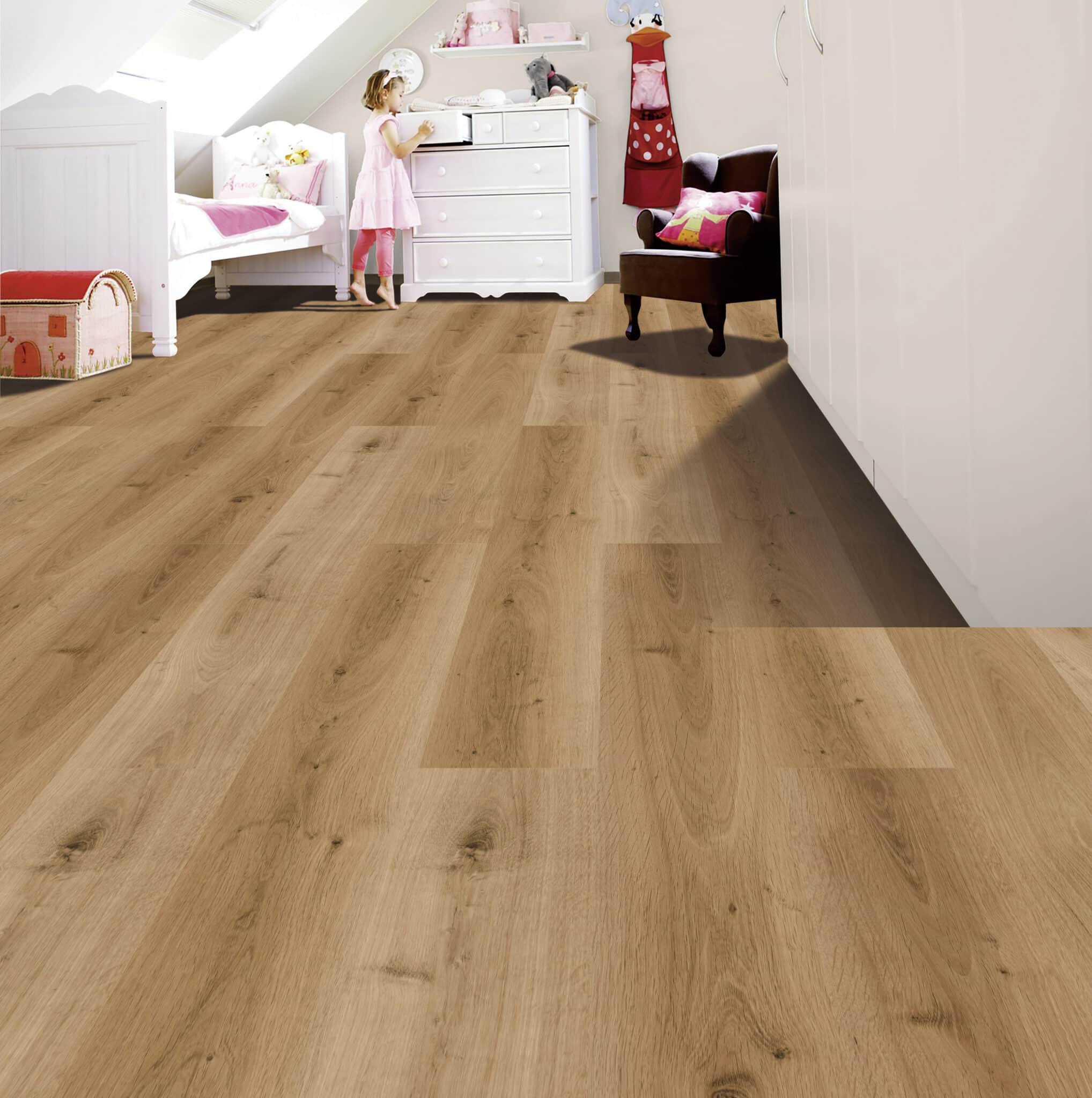 Elite planke lys natur LVT gulv med korkbagside