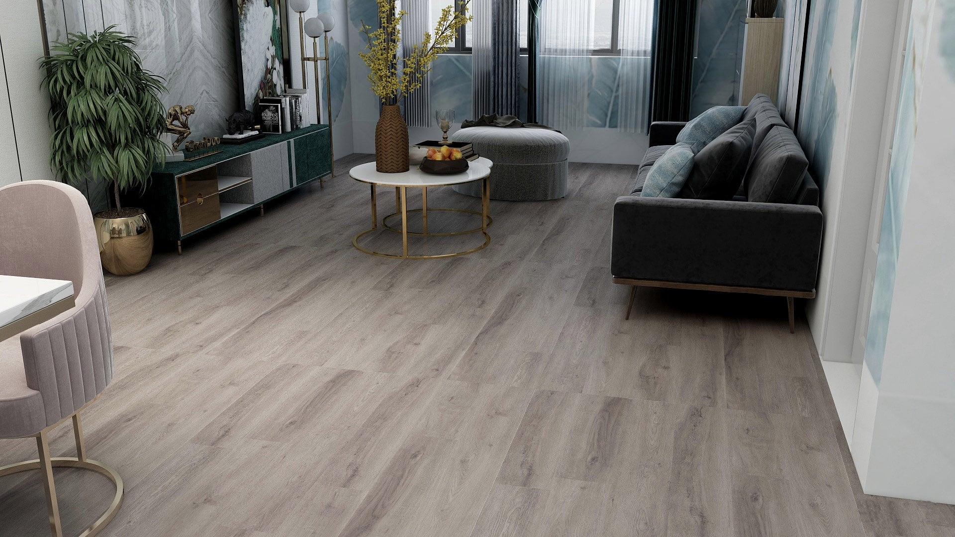 Elite planke mørk natur LVT gulv med korkbagside