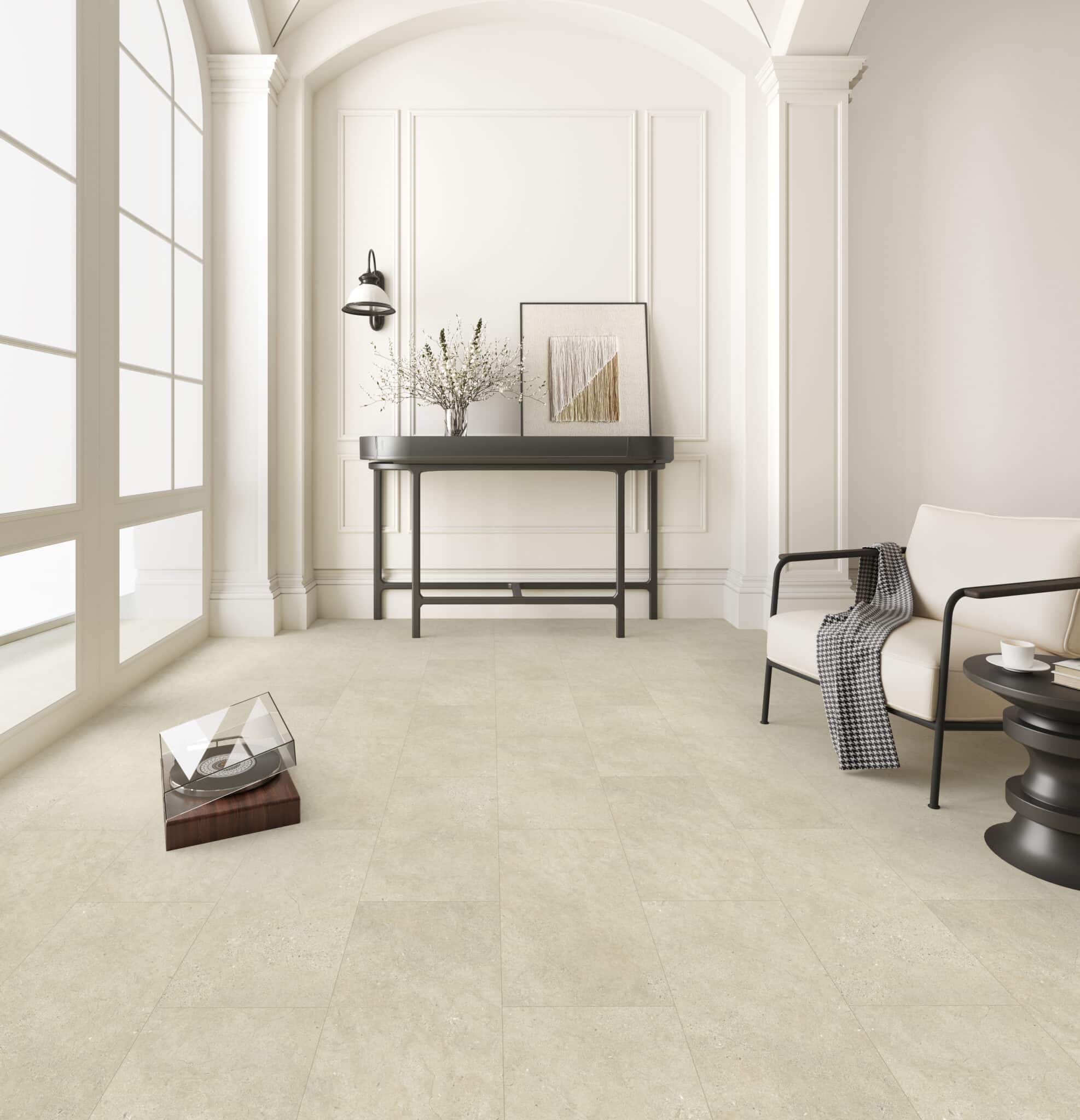 Fairline flise sand LVT gulv med korkbagside