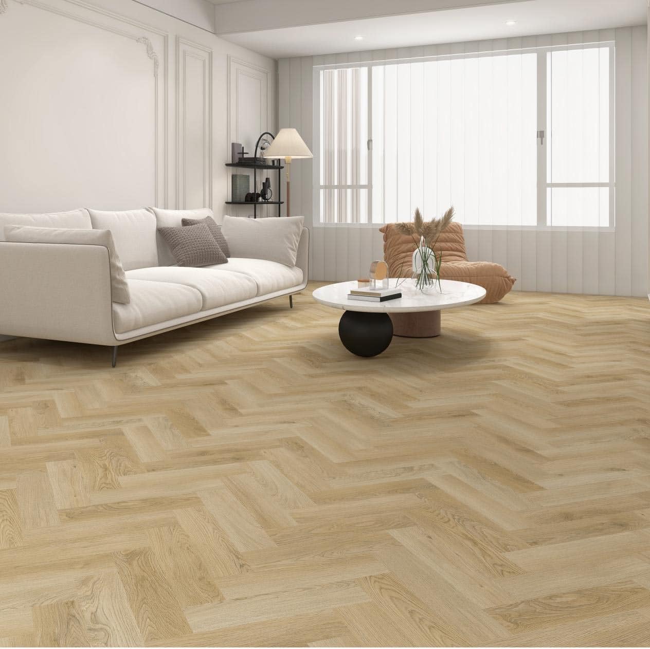 LVT Dryback sildeben 7mm gulv i stue i lys eg