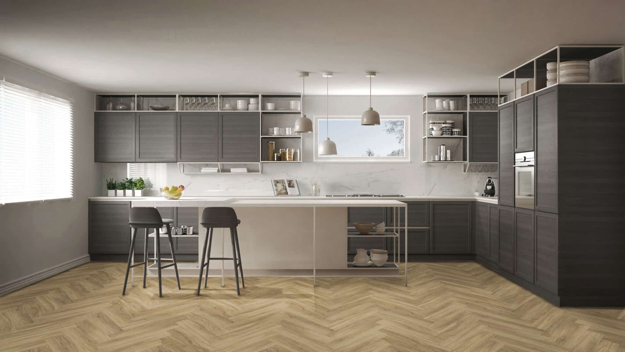 LVT Dryback sildeben natur gulv i køkken